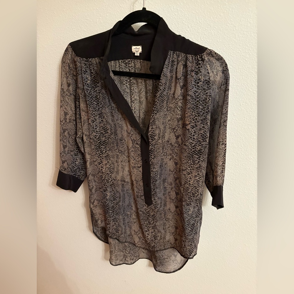 Aritzia animal print sheer oversized blouse